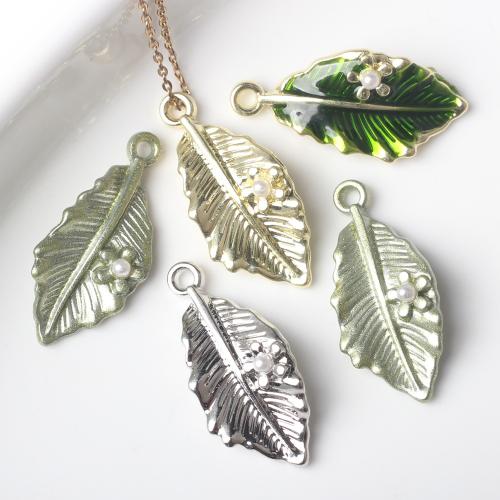 Zinc Alloy Enamel Pendants with ABS Plastic Pearl Leaf plated DIY nickel lead & cadmium free Approx 2mm Sold By Bag