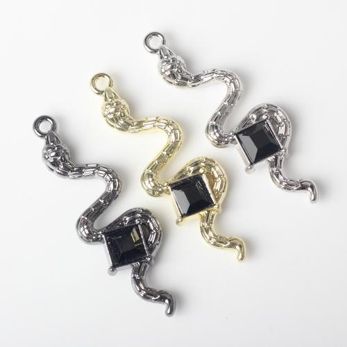 Zinc Alloy Animal Pendants Snake plated DIY & micro pave cubic zirconia nickel lead & cadmium free Approx 2mm Sold By Bag