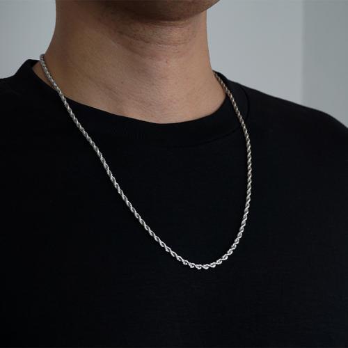 Titanstahl Halskette, plattiert, Modeschmuck, Silberfarbe, Länge:60 cm, verkauft von PC