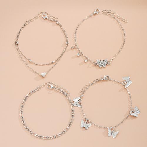 Tibetan Style Anklet, 4 pieces & fashion jewelry & for woman, original color, Sold By Set