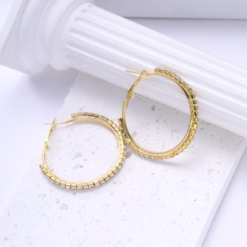 Zinc Alloy Drop Earrings with Crystal fashion jewelry & for woman gold 52mm Sold By Pair