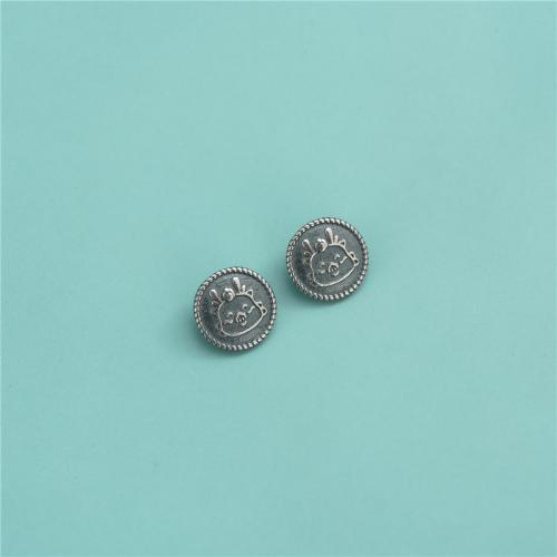 925 Sterling Sølv Shank Button, du kan DIY, oprindelige farve, 9.90mm, Solgt af PC
