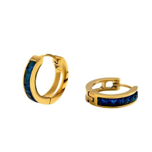 Boucle d'oreille Acier Titane, styles différents pour le choix & pavé de micro zircon & pour femme, doré, Vendu par paire