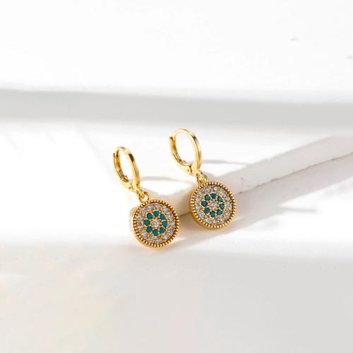 Titanium Steel  Earring, Vacuum Ion Plating, micro pave cubic zirconia & for woman, golden, Sold By Pair