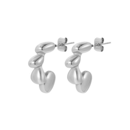 Titanium Steel  Earring, Vacuum Ion Plating, different styles for choice & for woman, platinum color, Sold By Pair