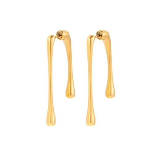 Titanium Steel  Earring Vacuum Ion Plating & for woman golden Sold By Pair