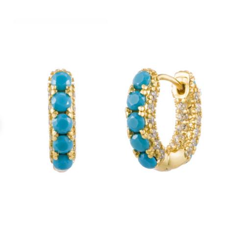 Cubic Zirconia Micro Pave Brass Earring, with turquoise, plated, different size for choice & micro pave cubic zirconia & for woman, more colors for choice, Sold By Pair