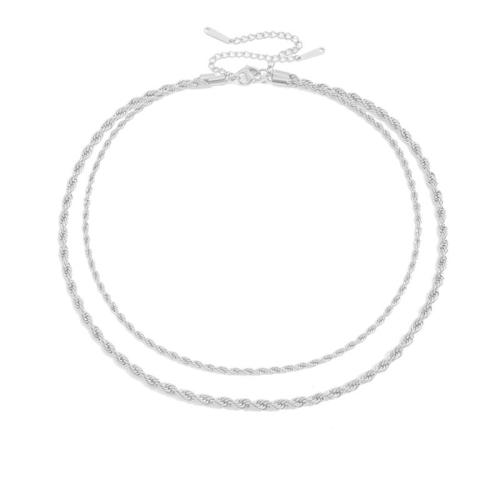 Edelstahl Schmuck Halskette, 304 Edelstahl, mit Verlängerungskettchen von 5cm, plattiert, für Frau, keine, Länge:38 cm, verkauft von PC