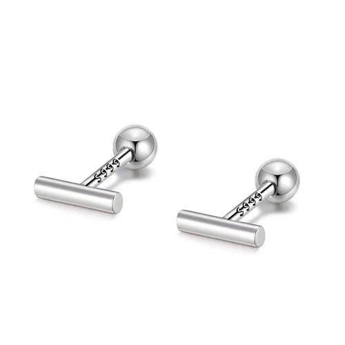 925 Sterling Silver Stud Earring platinum plated & for woman Sold By Pair