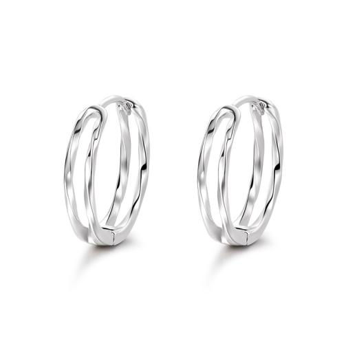 925 Sterling Silver Huggie Hoop Earring, platinum plated, different size for choice & for woman & hollow, Sold By Pair