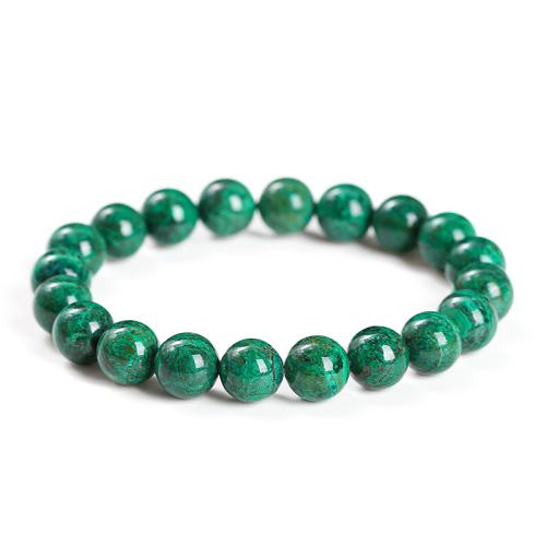 Chrysocolla Bracelet, Round, handmade, Unisex & different size for choice, green, Length:Approx 7-9 Inch, Sold By PC