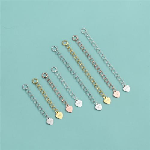 925 Sterling Silver Extender Chain, Heart, DIY & different size for choice, more colors for choice, Sold By PC