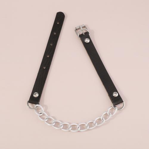 Mode-Halskette, Aluminium, mit PU Leder, Modeschmuck & für Frau, keine, Länge:ca. 45.5 cm, verkauft von PC