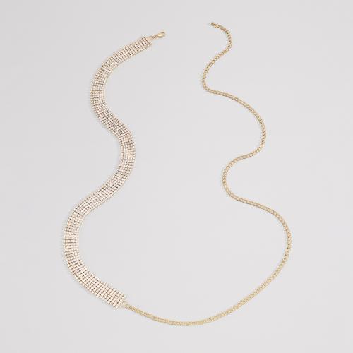 Bijoux chaîne de corps, fer, pour femme & avec strass, plus de couleurs à choisir, Longueur:Environ 41.5-96 cm, Vendu par PC