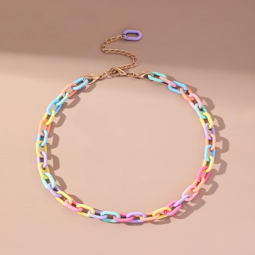 Moda choker ogrlica, Akril, s 10cm Produžetak lanac, ručno izrađen, modni nakit & za žene, multi-boji, Dužina Približno 39 cm, Prodano By PC