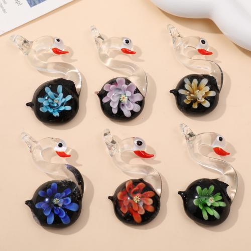 Fashion Lampwork Pendants, Swan, fashion jewelry & DIY, more colors for choice, 32x60mm, Sold By PC