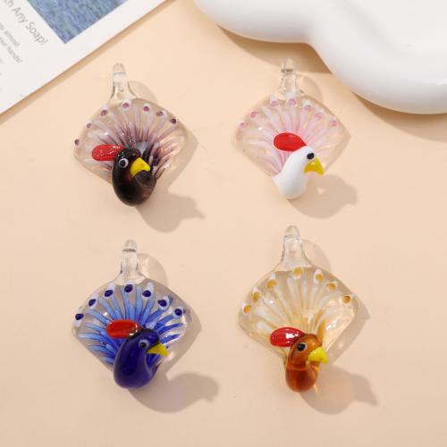 Fashion Lampwork Pendants, Peacock, fashion jewelry & DIY, more colors for choice, 48x35mm, Sold By PC
