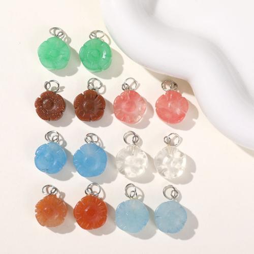 Gemstone Pendants Jewelry Natural Stone Flower fashion jewelry & DIY nickel lead & cadmium free 14mm Sold By PC