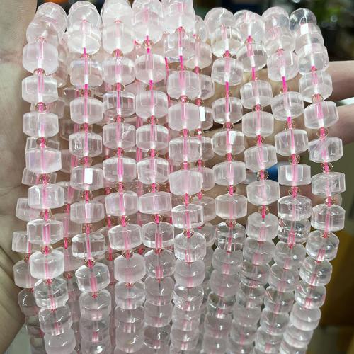 Natural Rose Quartz Beads Flat Round fashion jewelry & DIY & faceted pink Length about 8-12mm Sold Per Approx 38 cm Strand