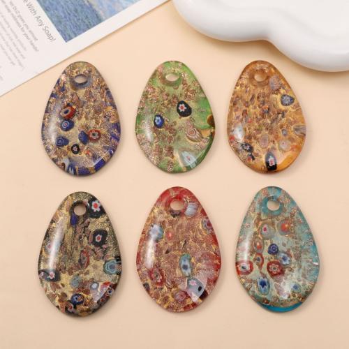 Fashion Lampwork Pendants, Teardrop, fashion jewelry & DIY, more colors for choice, 40x60mm, Sold By PC