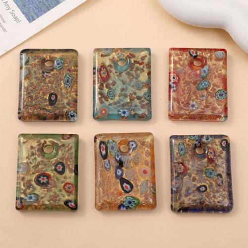 Fashion Lampwork Pendants, Rectangle, fashion jewelry & DIY, more colors for choice, 34x45mm, Sold By PC