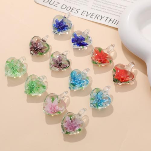 Fashion Lampwork Pendants, Heart, fashion jewelry & DIY, more colors for choice, 25x20mm, Sold By PC