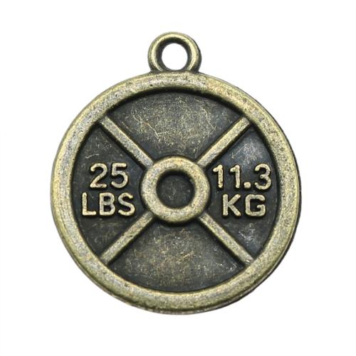 Liga de zinco plana redonda pingentes, Roda plana, banho de cor bronze antigo, Vintage & joias de moda & DIY, 28x24mm, vendido por PC