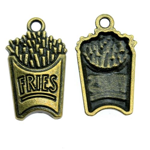 Tibetan Style Pendants, French Fries, plated, vintage & fashion jewelry & DIY, more colors for choice, 25x15mm, Sold By PC