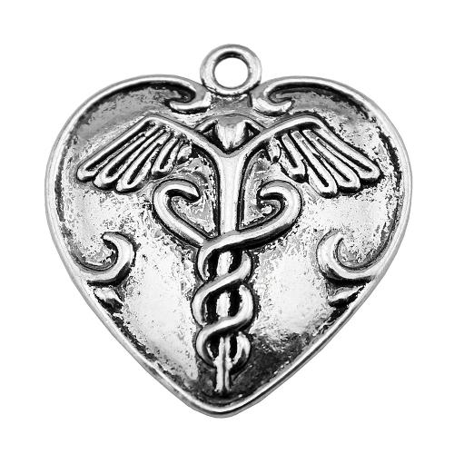 Tibetan Style Heart Pendants, antique silver color plated, vintage & fashion jewelry & DIY, 42x40mm, Sold By PC