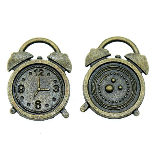 Pingentes de liga de zinco, relógio, banho de cor bronze antigo, Vintage & joias de moda & DIY, 17x13mm, vendido por PC