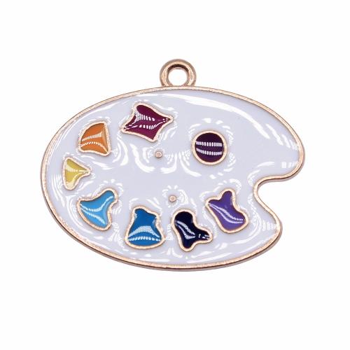 Tibetan Style Enamel Pendants, KC gold color plated, fashion jewelry & DIY, mixed colors, 28x23mm, Sold By PC