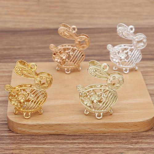 Tibetan Style Animal Pendants, Rabbit, plated, DIY & hollow, more colors for choice, nickel, lead & cadmium free, 1040x50mm, 100PCs/Bag, Sold By Bag