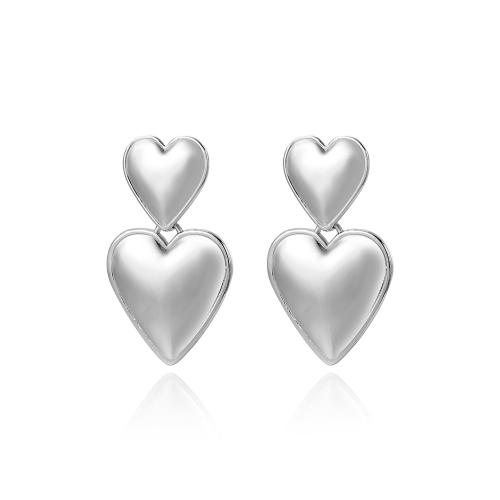 Brass Drop Earring Heart plated DIY nickel lead & cadmium free Sold By Pair