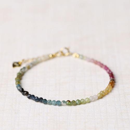 Tourmaline Color Agate Bracelet with Zinc Alloy & for woman & faceted Length Approx 6-7 Inch Sold By PC