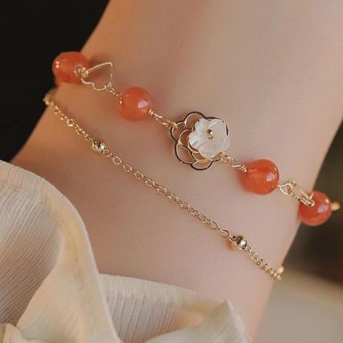Glass Bracelet with Resin & Zinc Alloy & for woman Length Approx 6-8 Inch Sold By PC