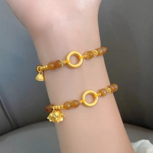 laiton bracelet, avec Hetian Jade, Placage de couleur d'or, styles différents pour le choix & pour femme, Longueur:Environ 6-7 pouce, Vendu par PC