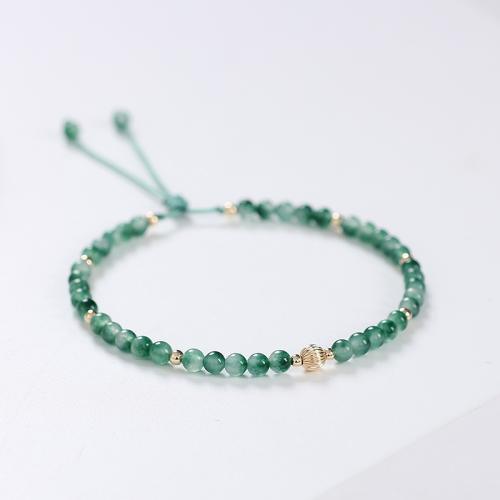 Moss Agate Bracelet with Green Calcedony & Brass & for woman Sold By PC