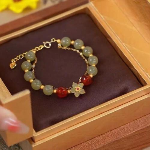 Glass Bracelet, with Resin & Tibetan Style, Flower, different styles for choice & for woman, Length:Approx 6-8 Inch, Sold By PC