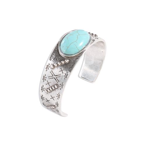 Zinc Alloy Bangle with turquoise antique silver color plated fashion jewelry & for woman Inner Approx 67mm Sold By PC