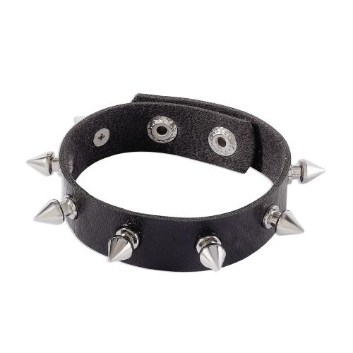 Zinc Alloy Bracelet with PU Leather & Iron handmade fashion jewelry & for woman Length Approx 24.5 cm Sold By PC