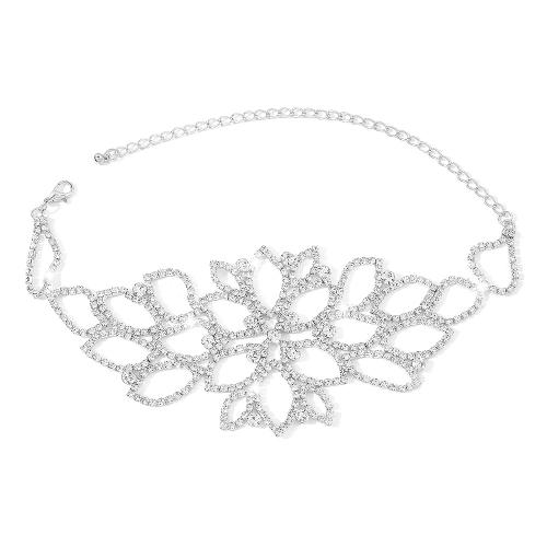 Body Chain Smycken, Zink Alloy, mode smycken & för kvinna & med strass, platina färg, Längd Ca 24.5-39.5 cm, Säljs av PC