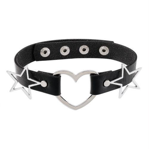 Fashion Choker Necklace Zinc Alloy with PU Leather & Iron handmade fashion jewelry & for woman Length Approx 39 cm Sold By PC