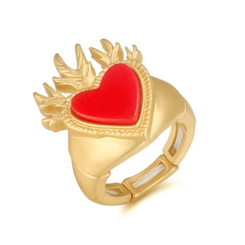 Tibetan Style Finger Ring, with Acrylic, fashion jewelry & for woman, golden, Sold By PC