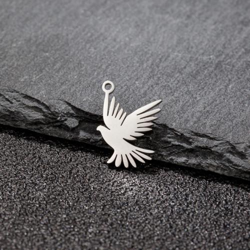 Stainless Steel Animal Pendants, 304 Stainless Steel, Bird, Vacuum Ion Plating, fashion jewelry & DIY, more colors for choice, 13x17mm, 5PCs/Bag, Sold By Bag