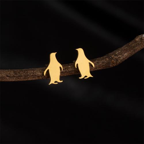 Stainless Steel Stud Earrings 304 Stainless Steel Penguin Vacuum Ion Plating fashion jewelry & for woman Sold By Bag