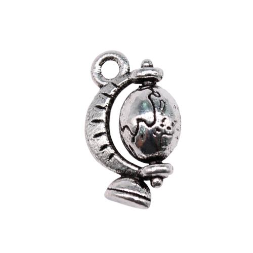 Zinc Alloy Pendants Globe antique silver color plated vintage & fashion jewelry & DIY Sold By PC