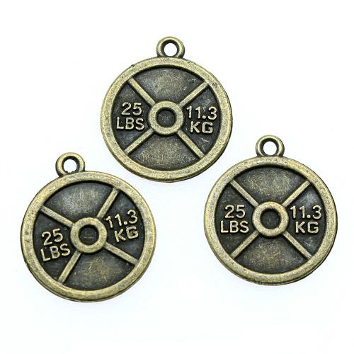 Tibetan Style Flat Round Pendants, antique bronze color plated, vintage & fashion jewelry & DIY, 23x20mm, Sold By PC