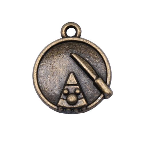 Zinc Alloy Flat Round Pendants antique bronze color plated vintage & fashion jewelry & DIY 15mm Sold By PC