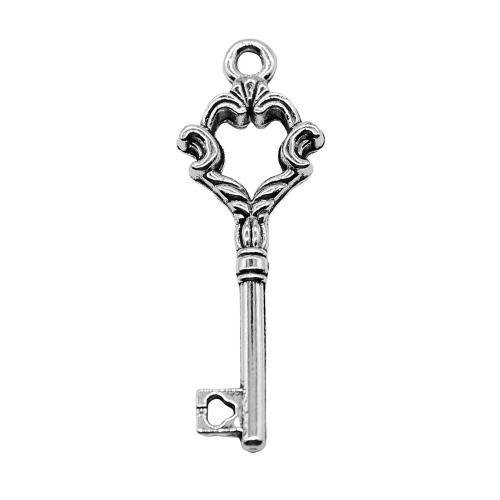 Tibetan Style Key Pendants, plated, vintage & fashion jewelry & DIY, more colors for choice, 12x35mm, Sold By PC