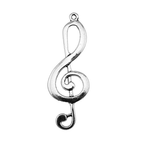 Tibetan Style Pendants, Music Note, antique silver color plated, vintage & fashion jewelry & DIY, 60x21mm, Sold By PC